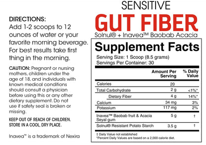 Silver Fern Sensitive Gut Fiber – 2 Tub Set (30 Scoops per Tub) with Galactomannan Guar Fiber, Baobab & Acacia