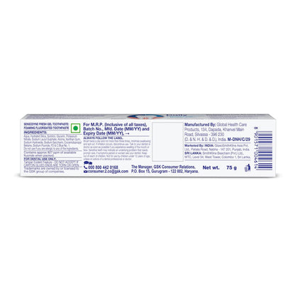 Sensodyne Sensitive Toothpaste Fresh Gel 75 g - Gentle Sensitivity Relief