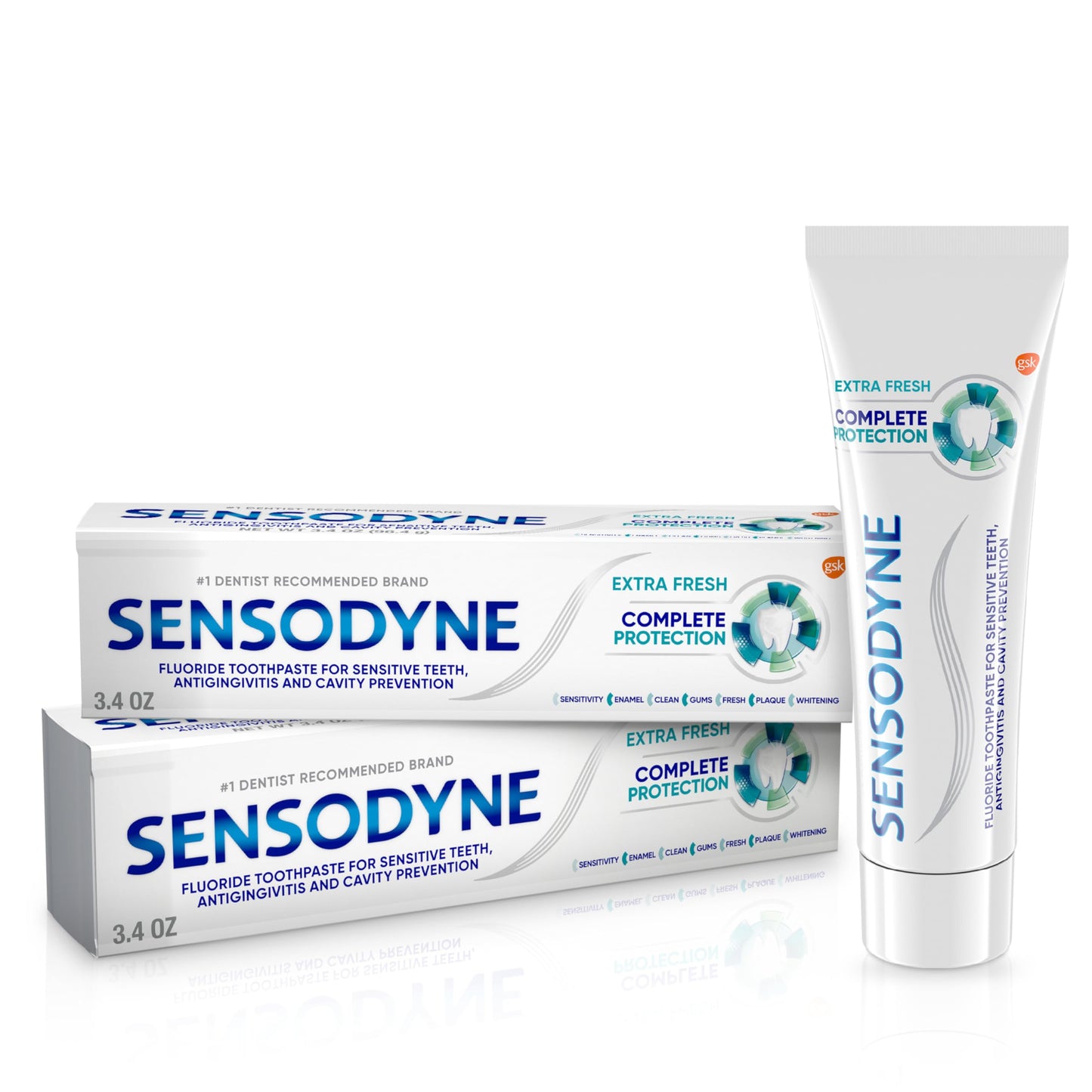 Sensodyne Complete Protection Sensitive Toothpaste for Gingivitis – Extra Fresh 3.4 oz (Pack of 2)