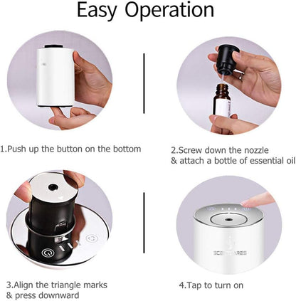 Sentiment Diffuser - Waterless Essential Oil Diffuser, Portable Cordless Cold Mist (White)