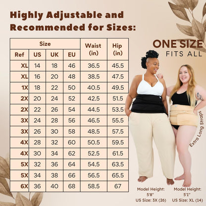Sentre Plus-Size Castor Oil Pack Wrap – Adjustable Straps, Organic Cotton Flannel, 67in (Black)
