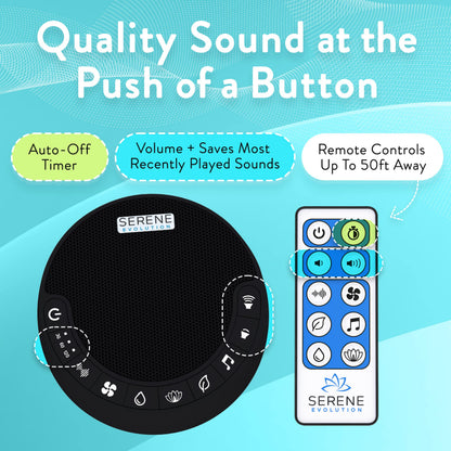 Serene Evolution White Noise Machine for Sleep (Black) — 60 Soothing Sounds