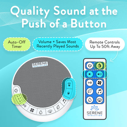 Serene Evolution White Noise Machine — 60 Soothing Sounds for Sleep, Baby, and Privacy