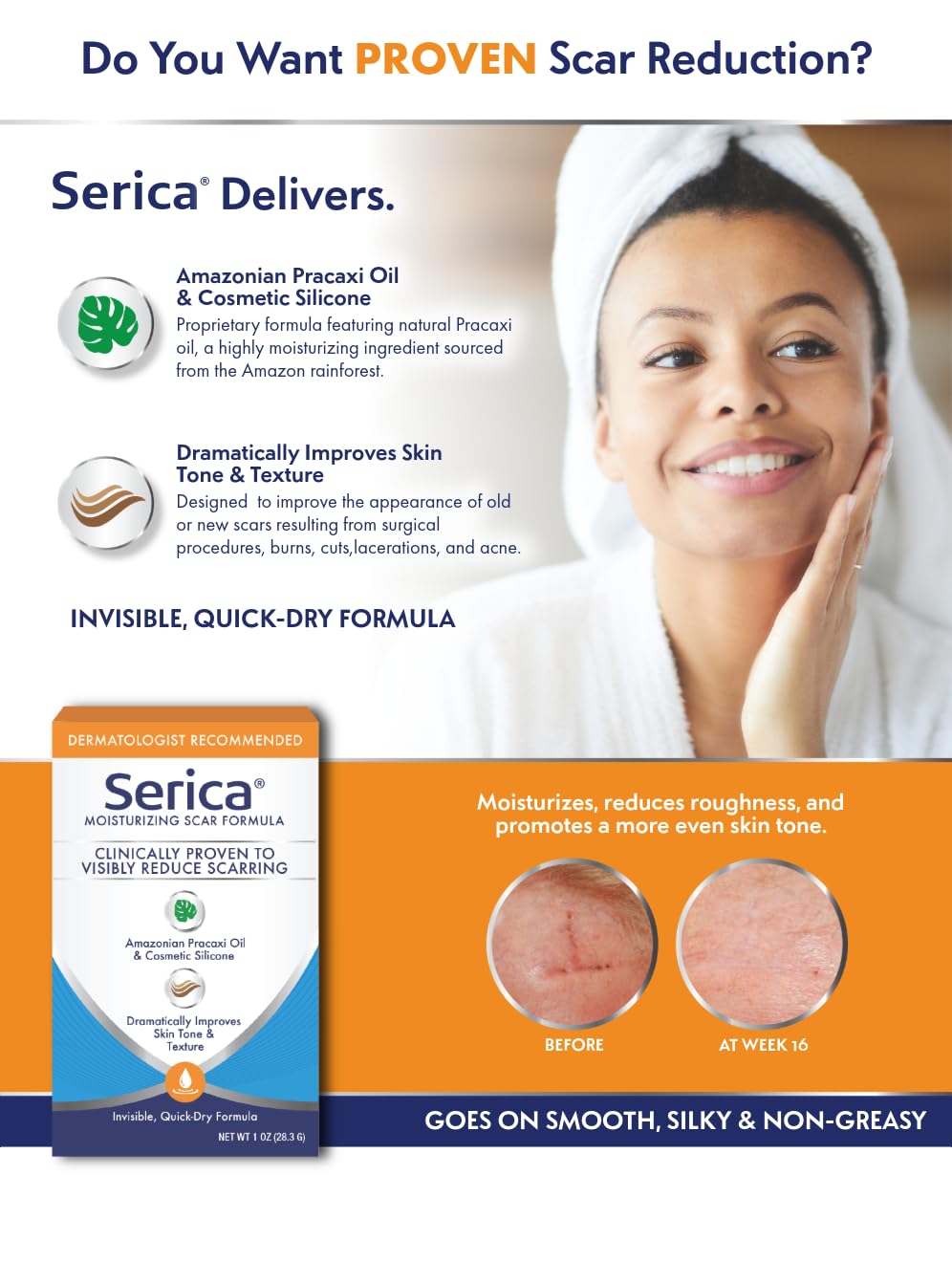 Serica Scar Gel (1oz) - Advanced Silicone Scar Care for Smoother-Looking Skin