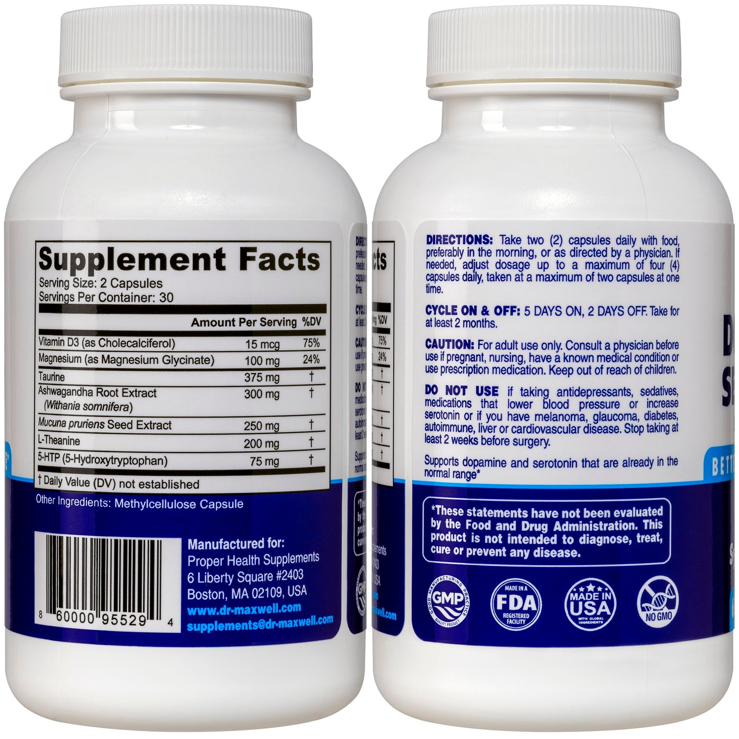 Dopamine & Serotonin Support – 4-in-1 Mucuna Pruriens & 5-HTP, 60 Capsules
