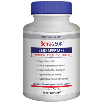Lyndon Fields Serra-250K Serrapeptase 250,000 SPU - 90 Delayed Release Capsules | Maximum Potency