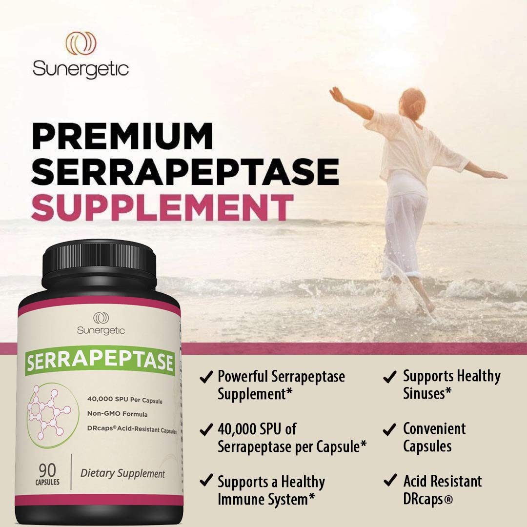 Premium Serrapeptase Enzyme Supplement – 40,000 SPU per Capsule | 90 Enteric Coated Capsules (Pack of 2)