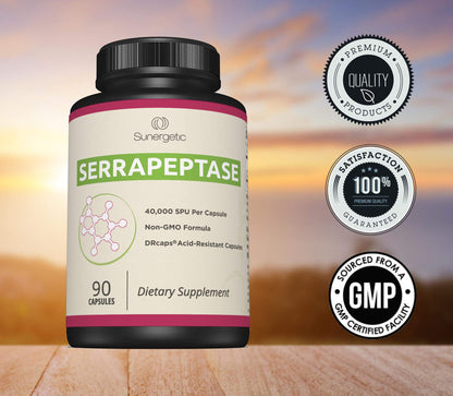 Premium Serrapeptase Enzyme Supplement – 40,000 SPU per Capsule | 90 Enteric Coated Capsules (Pack of 2)