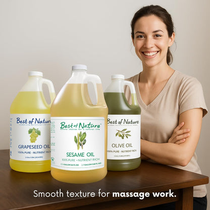 Best of Nature 100% Pure Sesame Oil — Unscented Massage Oil, Carrier for Essential Oils, 8 fl oz