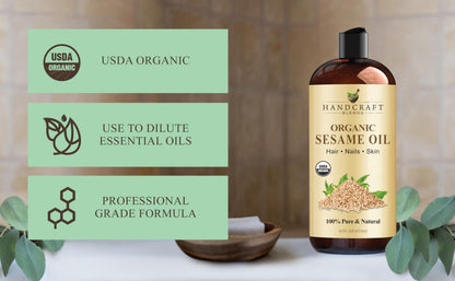 Organic Sesame Oil 16 oz - 100% Pure, Expeller-Pressed & Hexane-Free
