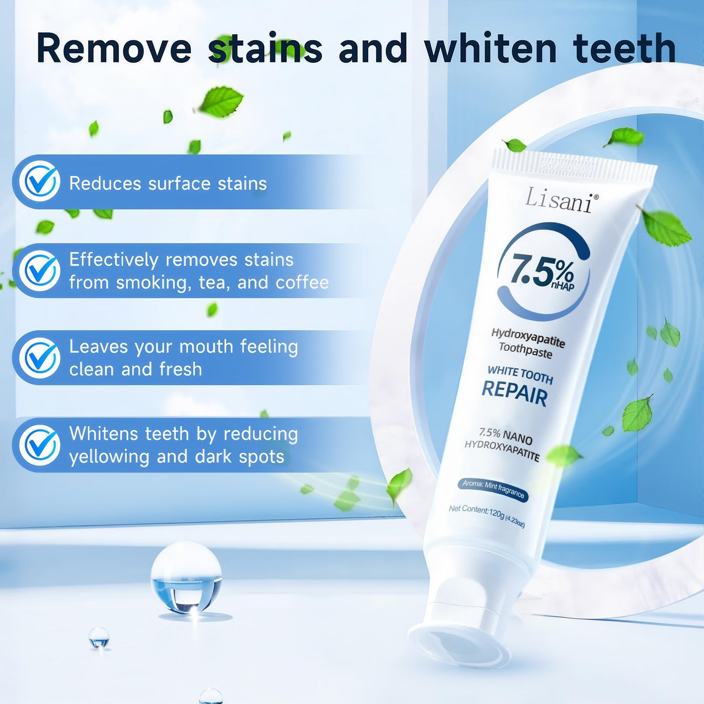 2-Pack Hydroxyapatite Toothpaste – Remineralize Enamel, Sensitivity Relief, Whitening, Fluoride-Free