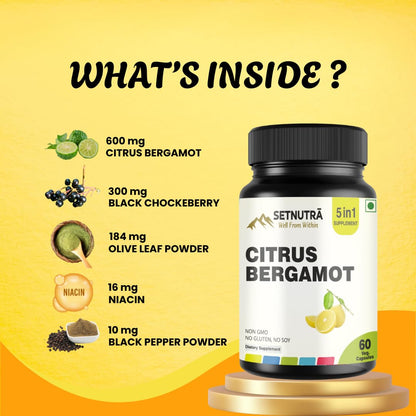 SETNUTRA Well From Within 5 in 1 Citrus Bergamot Supplement | Heart Health & Antioxidant Support | 60 Count