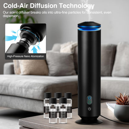 Waterless Scent Diffuser Starter Kit – 1500 Sq Ft Coverage, Black