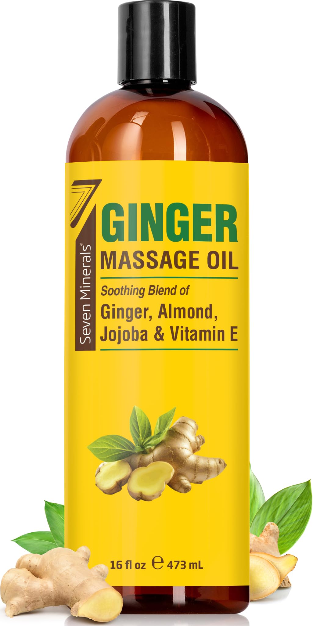 Seven Minerals Ginger Massage Oil for Lymphatic Drainage – 16 oz – Therapeutic Grade Essential Oils