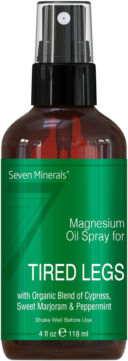 Seven Minerals Magnesium Oil Spray – USA Made with Cypress, Sweet Marjoram & Peppermint (4 oz)
