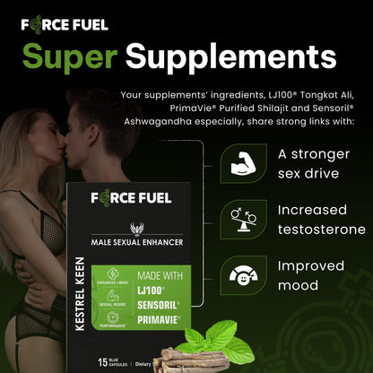 Sex Pills for Men – Last Longer in Bed and Enhance Erection Sensitivity – Includes Lab-Tested LJ100 Tongkat Ali, Sensoril Ashwagandha & PrimaVie Shilajit – 15 Caps for Men Aged 20-60 – Kestrel Keen