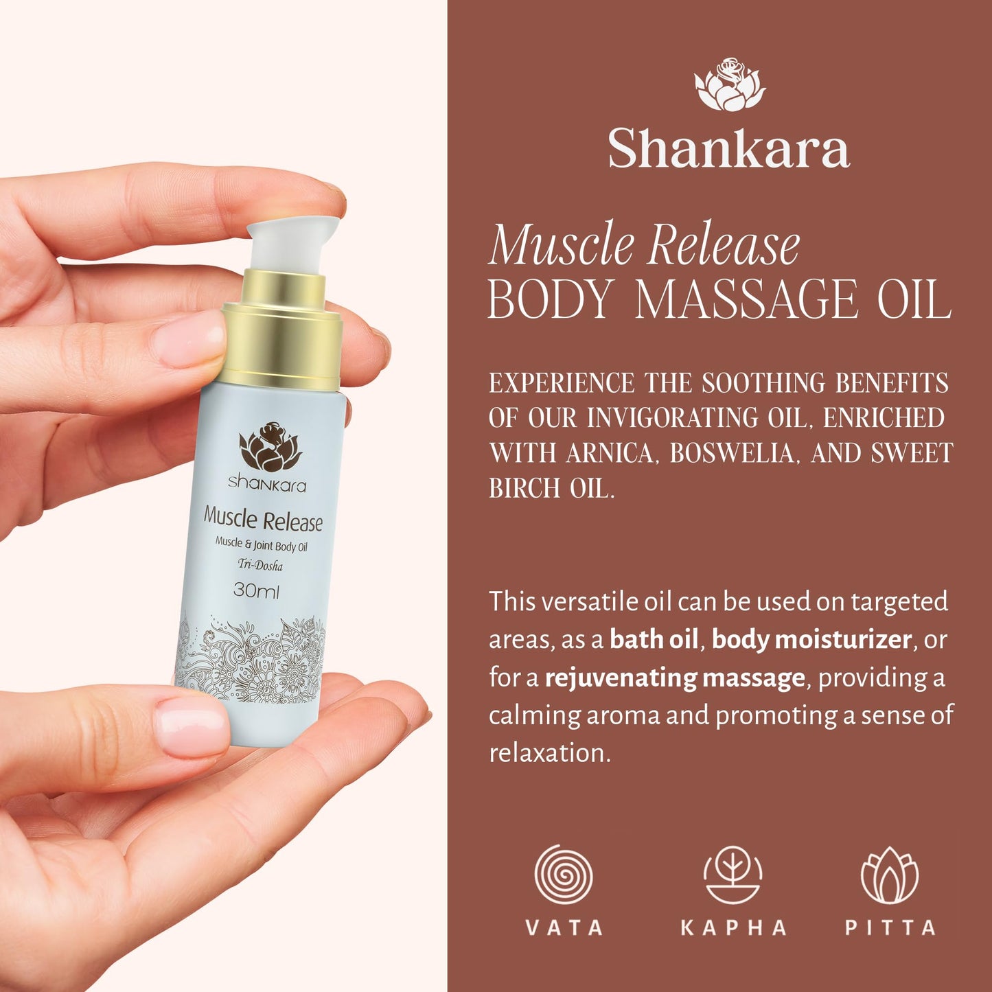 Shankara Body Massage Oil – Muscle Relief with Lavender & Arnica (30ml)