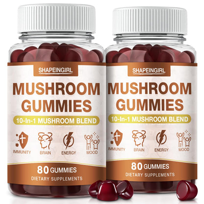 SHAPEINGIRL Mushroom Gummies - 10-in-1 Immune Support & Cognitive Boost