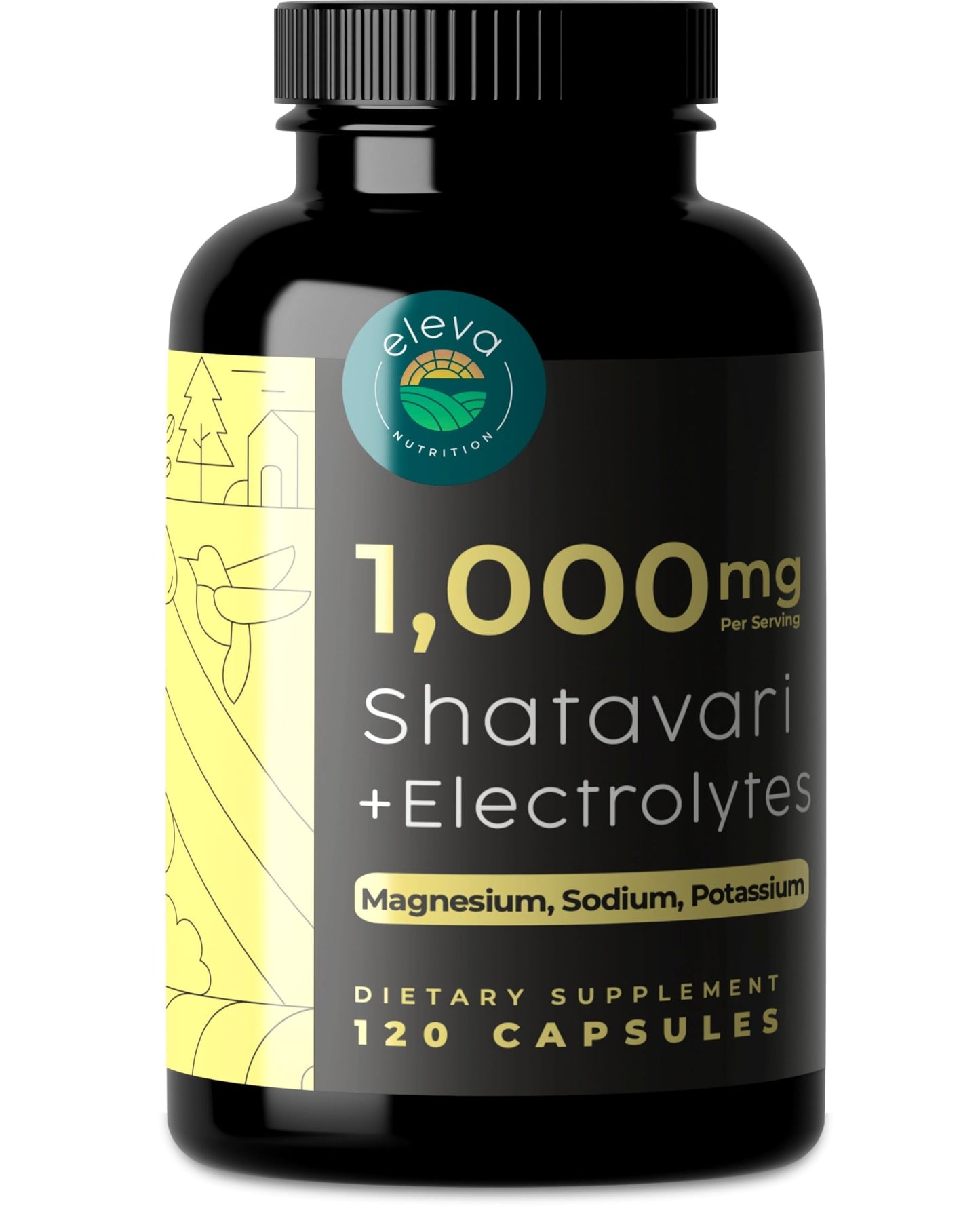 Shatavari Organic Powder Capsules for Women & Men – 120 Ct with Electrolytes for Hydration