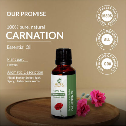 Sheer Essence Carnation Oil 15 ml – 100% Pure Dianthus Caryophyllus Essential Oil