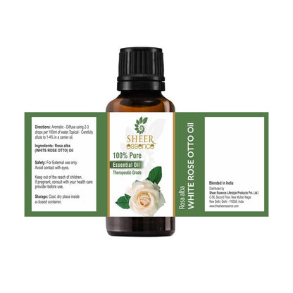 Sheer Essence White Rose Otto Oil 15 ml – 100% Pure Rosa Alba Essential Oil | Therapeutic Grade