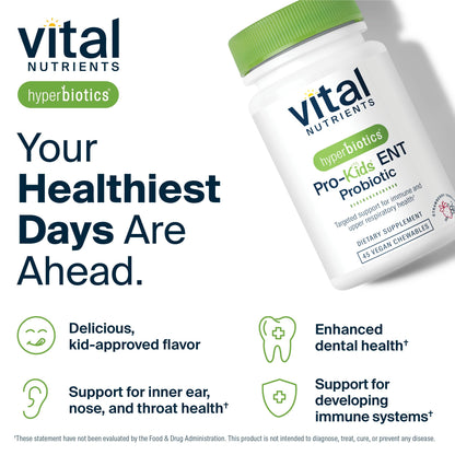 Hyperbiotics Vital Nutrients Pro Kids Probiotic ENT – Strawberry-Vanilla Sugar-Free