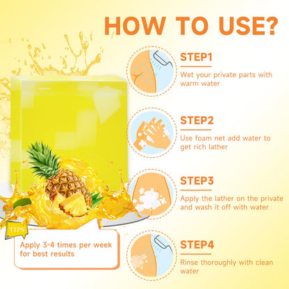 Shibarcle 3 PCS Yoni Soap Bar – Organic Pineapple Yoni Wash, pH Balanced Handmade Feminine Soap