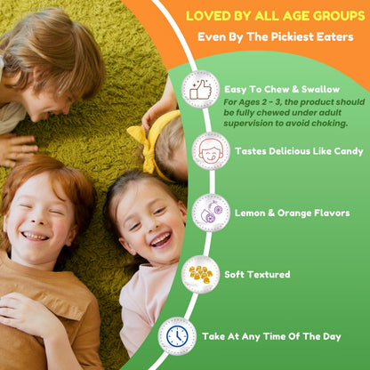 SHIFAA NUTRITION Gelatin-Free Kids Omega-3 Gummies with DHA | Plant-Based, Gluten-Free & Non-GMO | 30 Servings