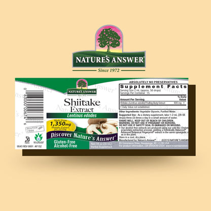 Nature's Answer Shiitake Mushroom Extract - Alcohol Free, 1 Fl Oz | Immune Support & Wellness