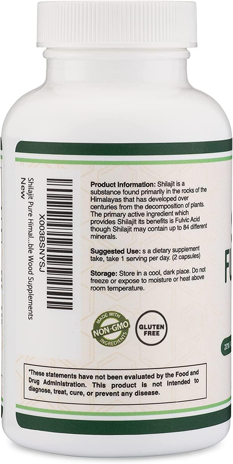 Shilajit Pure Himalayan Capsules – 20% Fulvic Acid, 1000mg | Double Wood