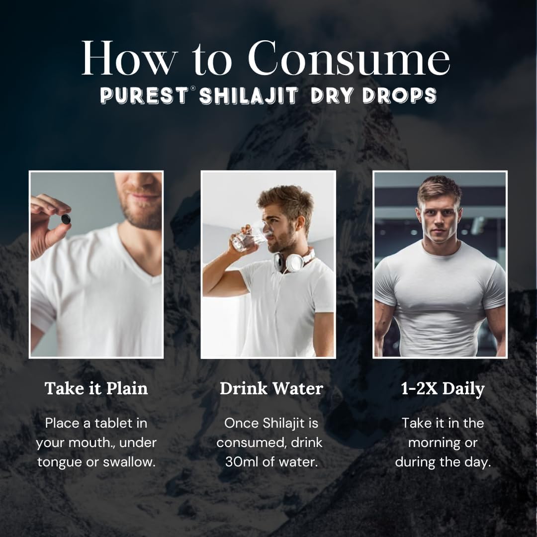 Pure Himalayan Shilajit Dry Drops – 100% Pure Natural Shilajit, Grade A, 85+ Minerals & Fulvic Acid for Energy, Metabolism & Immune Support (120 Drops)
