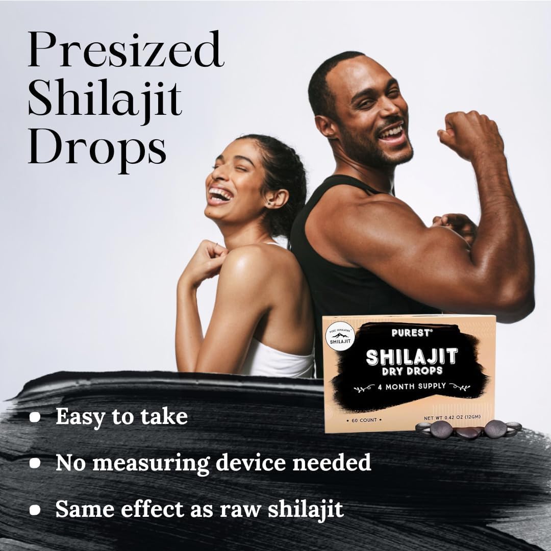 Pure Himalayan Shilajit Dry Drops – 100% Pure Natural Shilajit, Grade A, 85+ Minerals & Fulvic Acid for Energy, Metabolism & Immune Support (120 Drops)