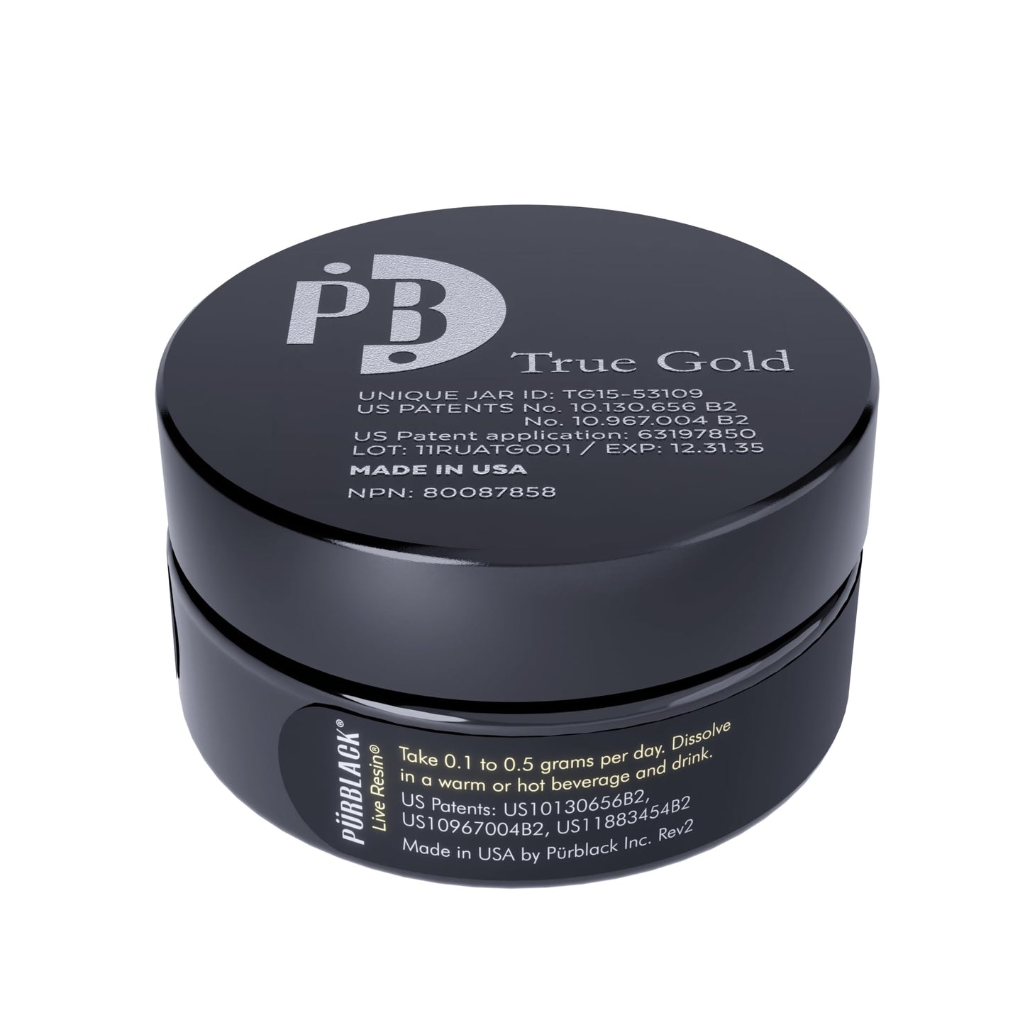 Pürblack Live Resin Pure Gold Shilajit – Organic, 80+ Minerals, USA Made | 30 Servings