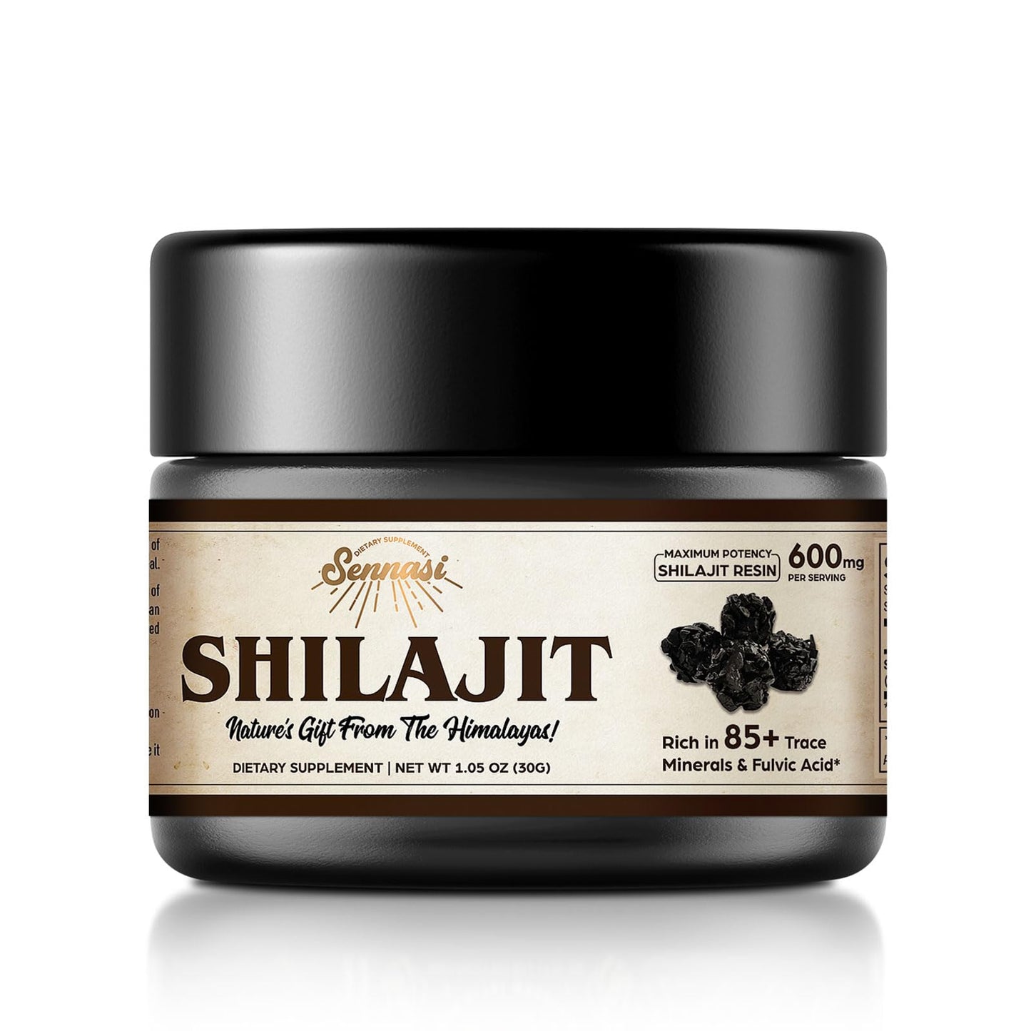 Shilajit Pure Himalayan Organic Resin 600mg – 30g Bottle | 85+ Minerals