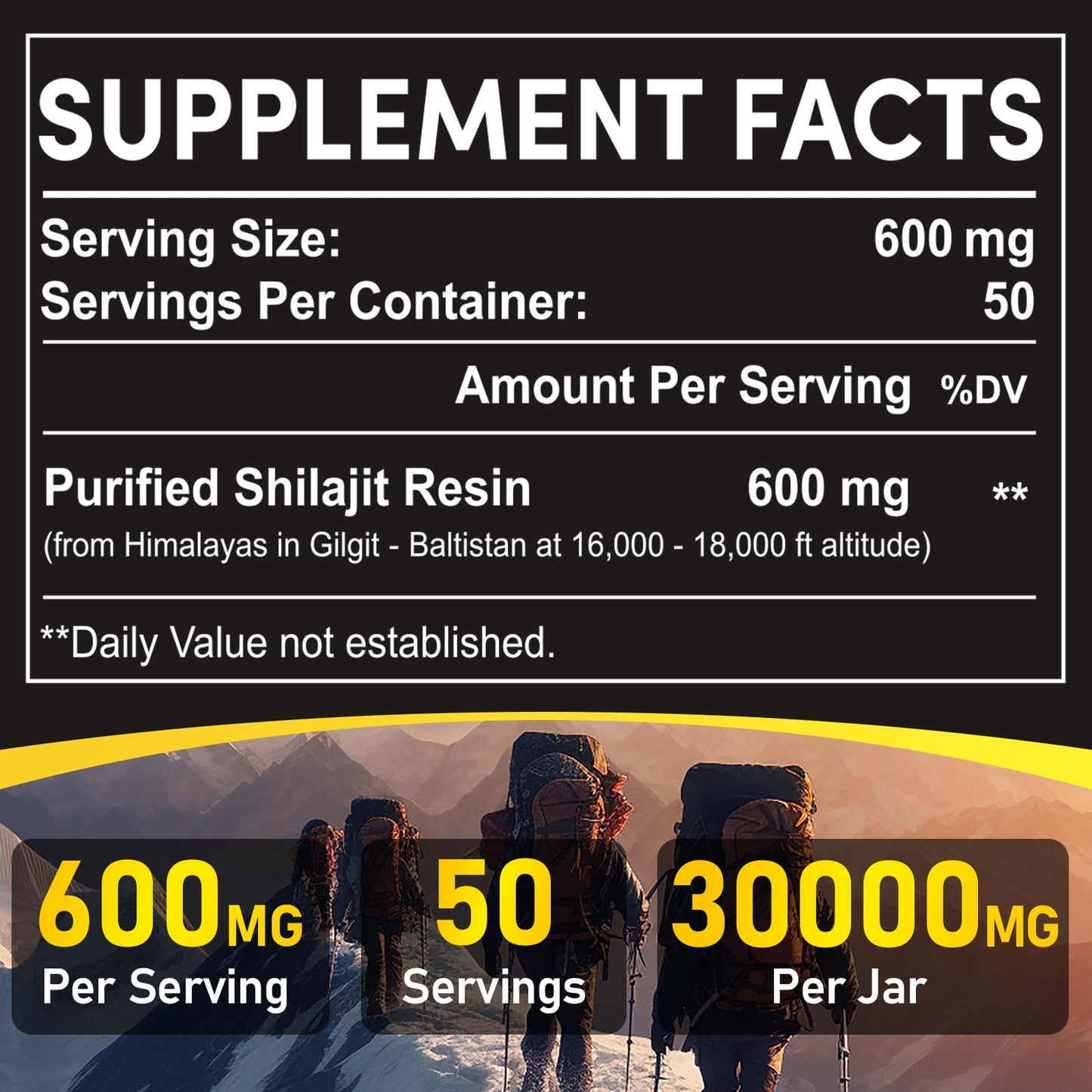 Shilajit Resin Organic – 600mg Gold Grade, 100 Servings, 85+ Minerals & Fulvic Acid