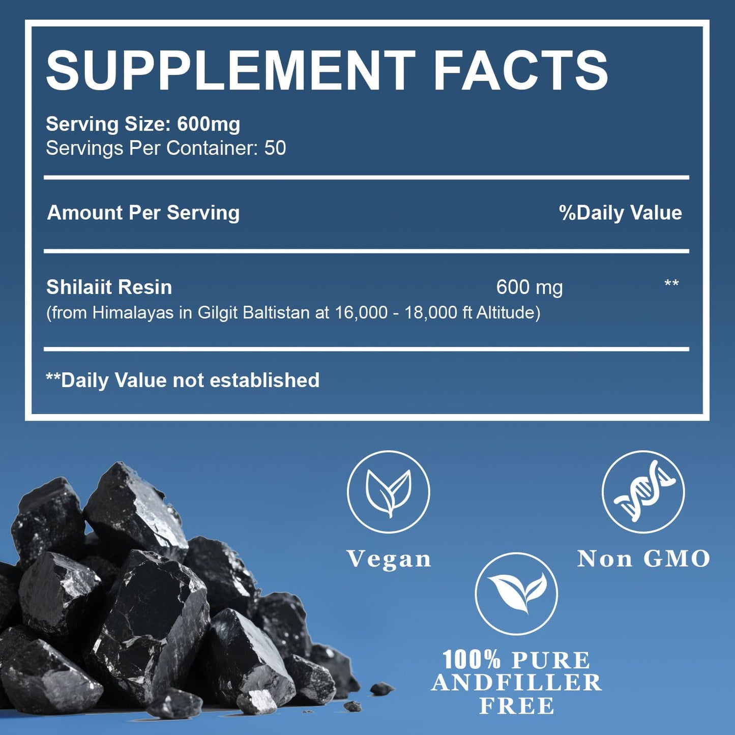 Himalayan Shilajit Resin 600mg – 85+ Minerals, Fulvic Acid | Energy & Immunity
