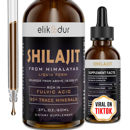 Shilajit Resin Organic Liquid – 60 ml, 85+ Minerals, Vegan