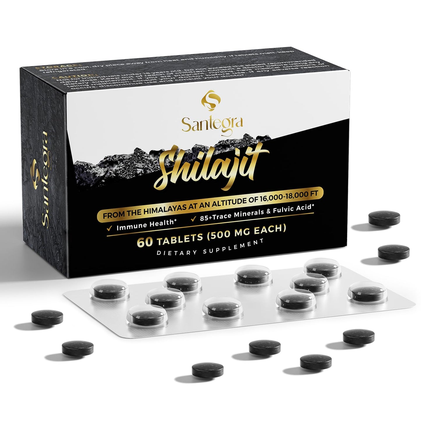 30,000 mg Shilajit Tablets – 60 Count | Himalayan Organic Shilajit Resin with Fulvic Acid & 85+ Minerals