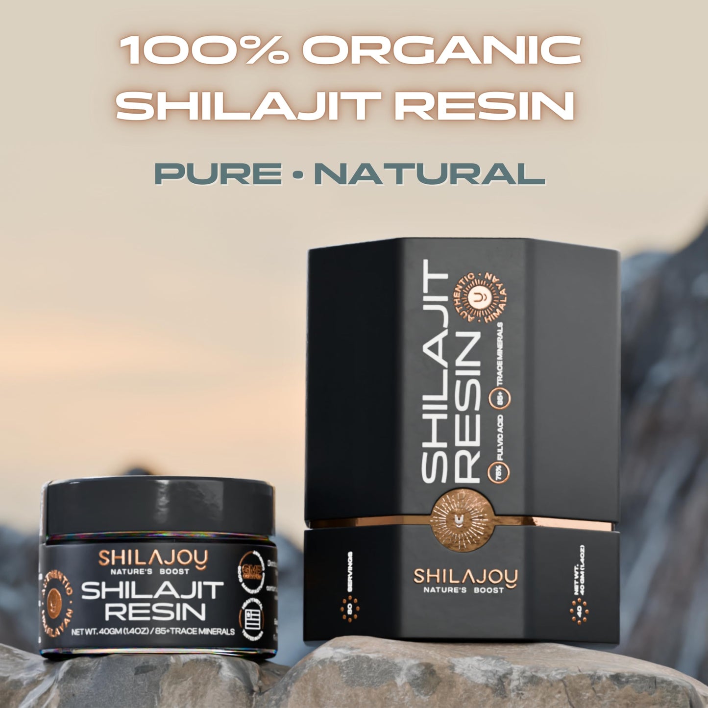SHILAJOY Organic Shilajit Resin – Himalayan Gold, >75% Fulvic Acid, 85+ Minerals (40g)