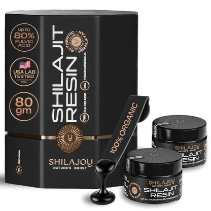 SHILAJOY Shilajit Resin – Pure Himalayan Shilajit, 75%+ Fulvic Acid, 85+ Minerals, Lab Tested, Energy & Immune Support (80g)