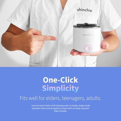 Shinchie Ultrasonic Retainer Cleaner – Auto-Adjust 39-48kHz for Aligners & Dentures