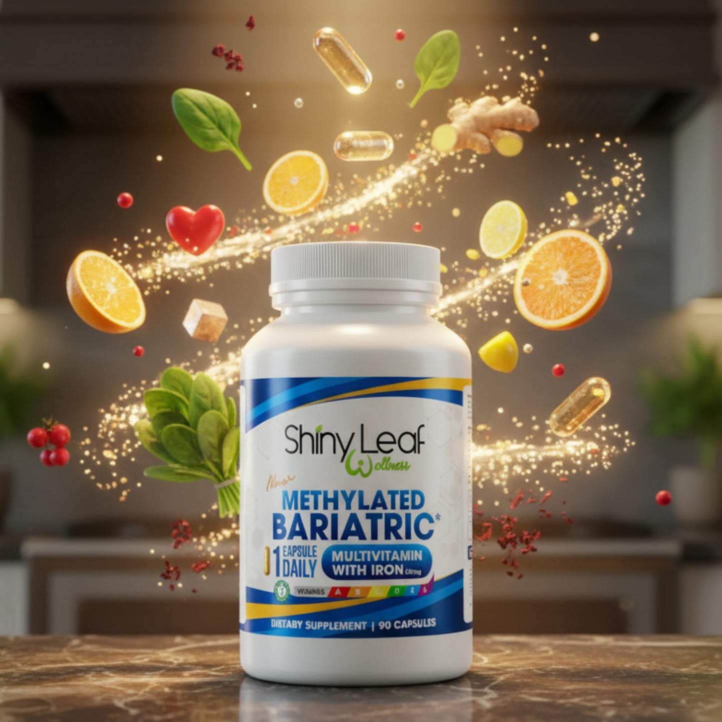Shiny Leaf Methylated Bariatric Multivitamin with Iron 45mg – 90 Count (USA Made) – ASMBS Compliant