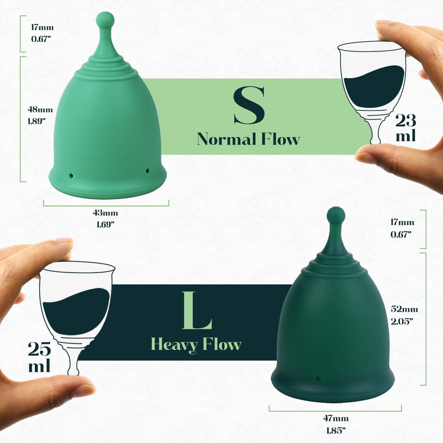 SHORDY Reusable Menstrual Cups (Small & Large) – 100% Silicone
