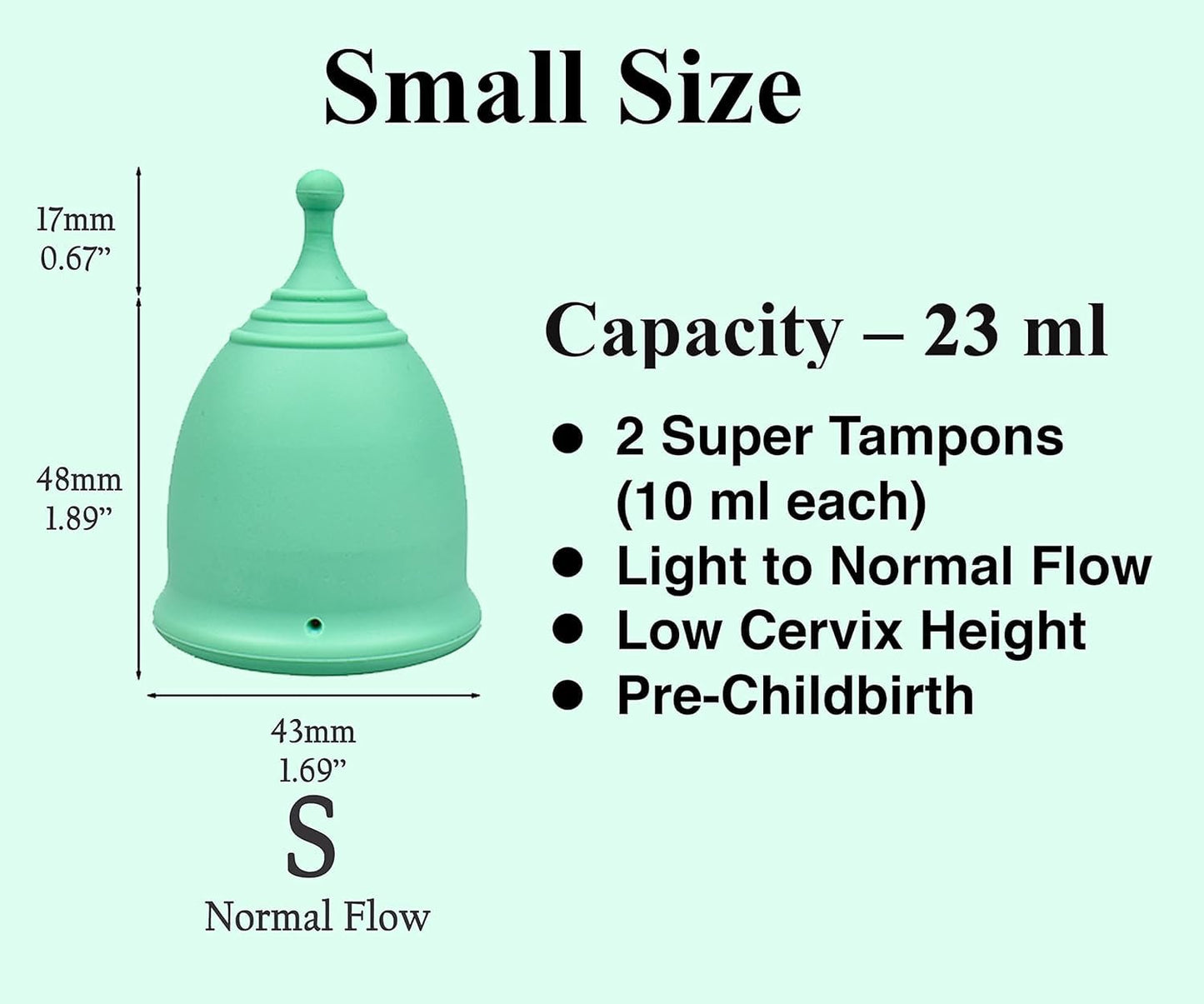 SHORDY Reusable Menstrual Cup (Small) – 2-Pack, 100% Silicone, Eco-Friendly