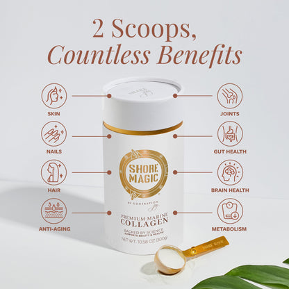 Shore Magic Marine Collagen Powder – Types I-IV, Unflavored, 9g Protein