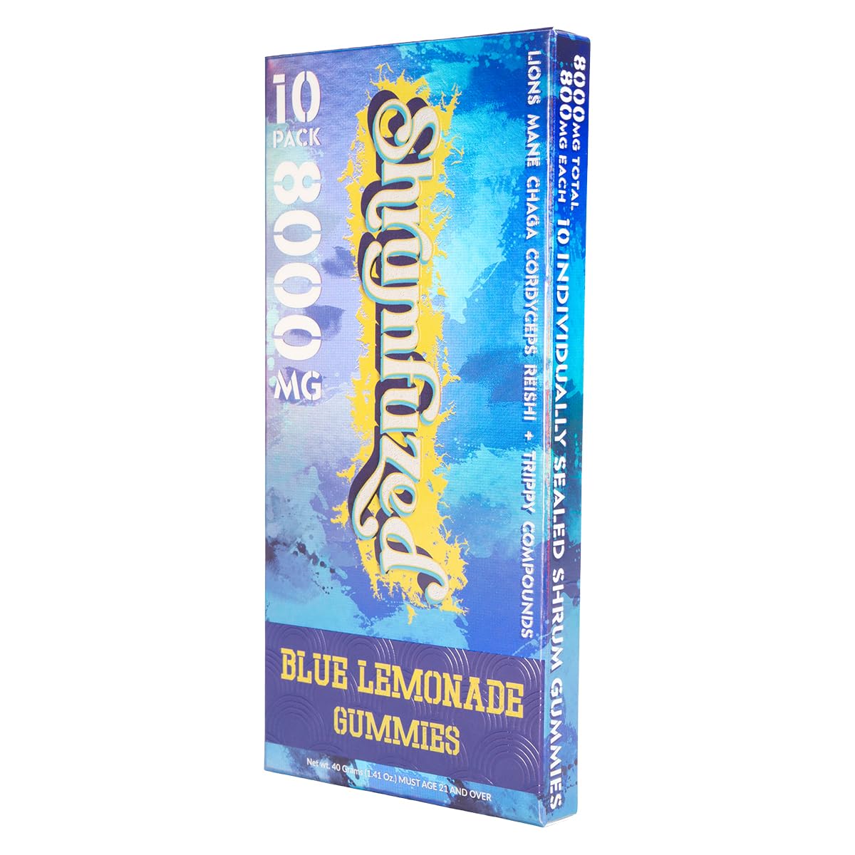 Shrumfuzed Proprietary Nootropic Gummy 8000mg – Lion’s Mane, Reishi, Chaga, Cordycep Nootropic Tripee Mushroom Blend (10, Blue Lemonade)