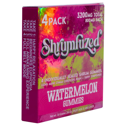 Shrumfuzed Proprietary Nootropic Gummy 3200mg - Lion's Mane, Reishi, Chaga, and Cordycep Nootropic Tripee Mushroom Blend (Watermelon)