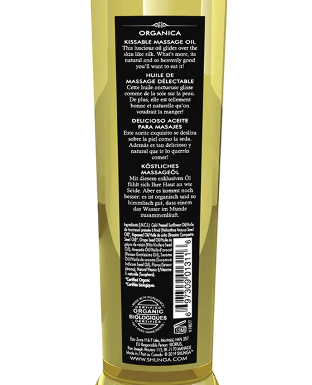 Shunga Erotic Art Organica Kissable Massage Oil - 8.0 oz Exotic Green Tea