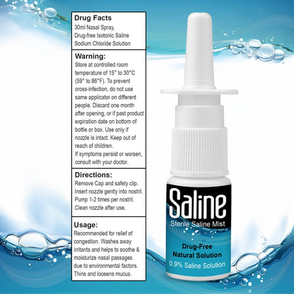 Shusher Care Saline Spray for Nose – 0.9% Isotonic Nasal Mist, Safe for Newborns to Adults | 30 ml