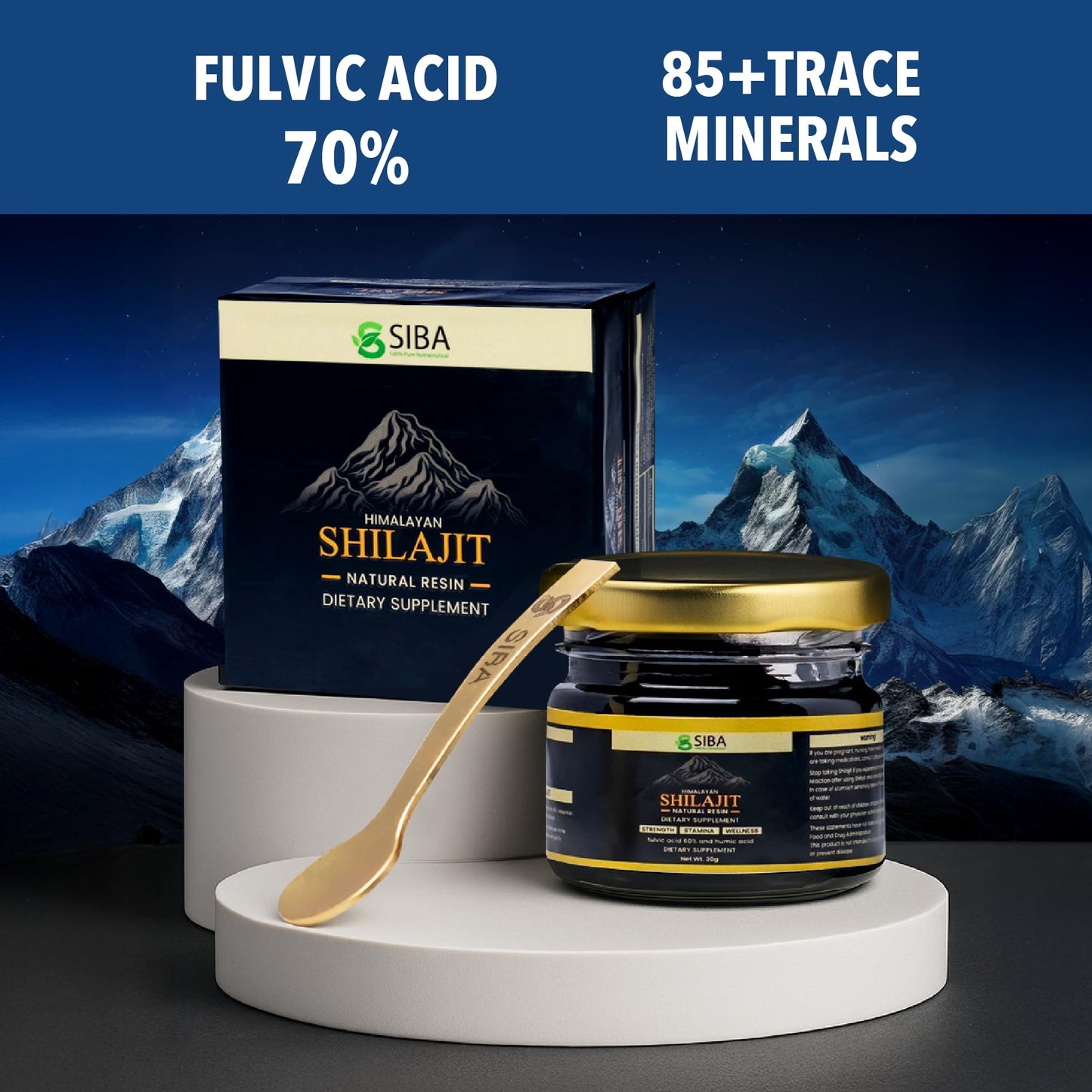Siba Pure Himalayan Shilajit Resin 250mg – Triple Purified, 85+ Minerals & 70% Fulvic Acid